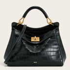Sac a main croco cuir Noir