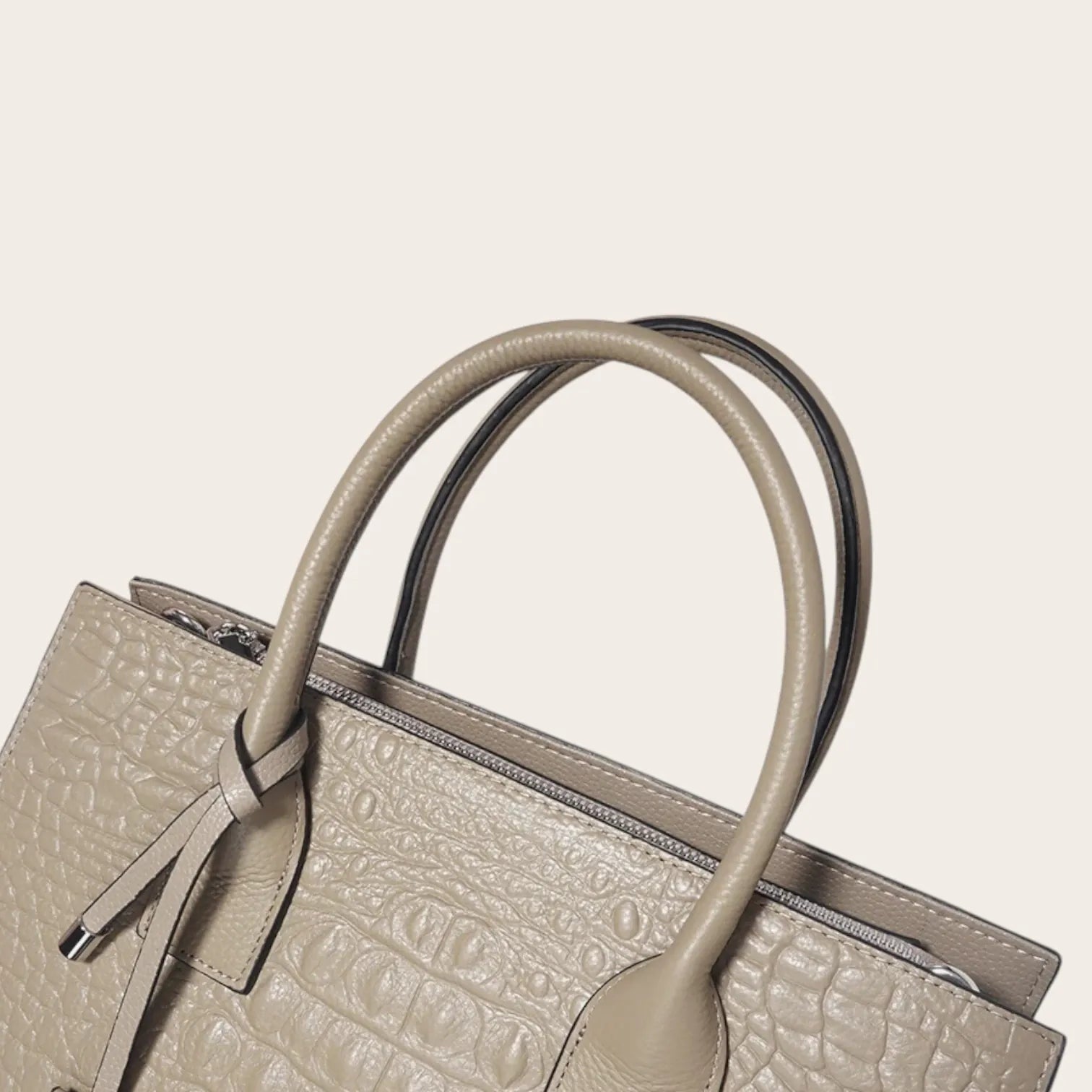 Sac a main croco structuré femme Khaki