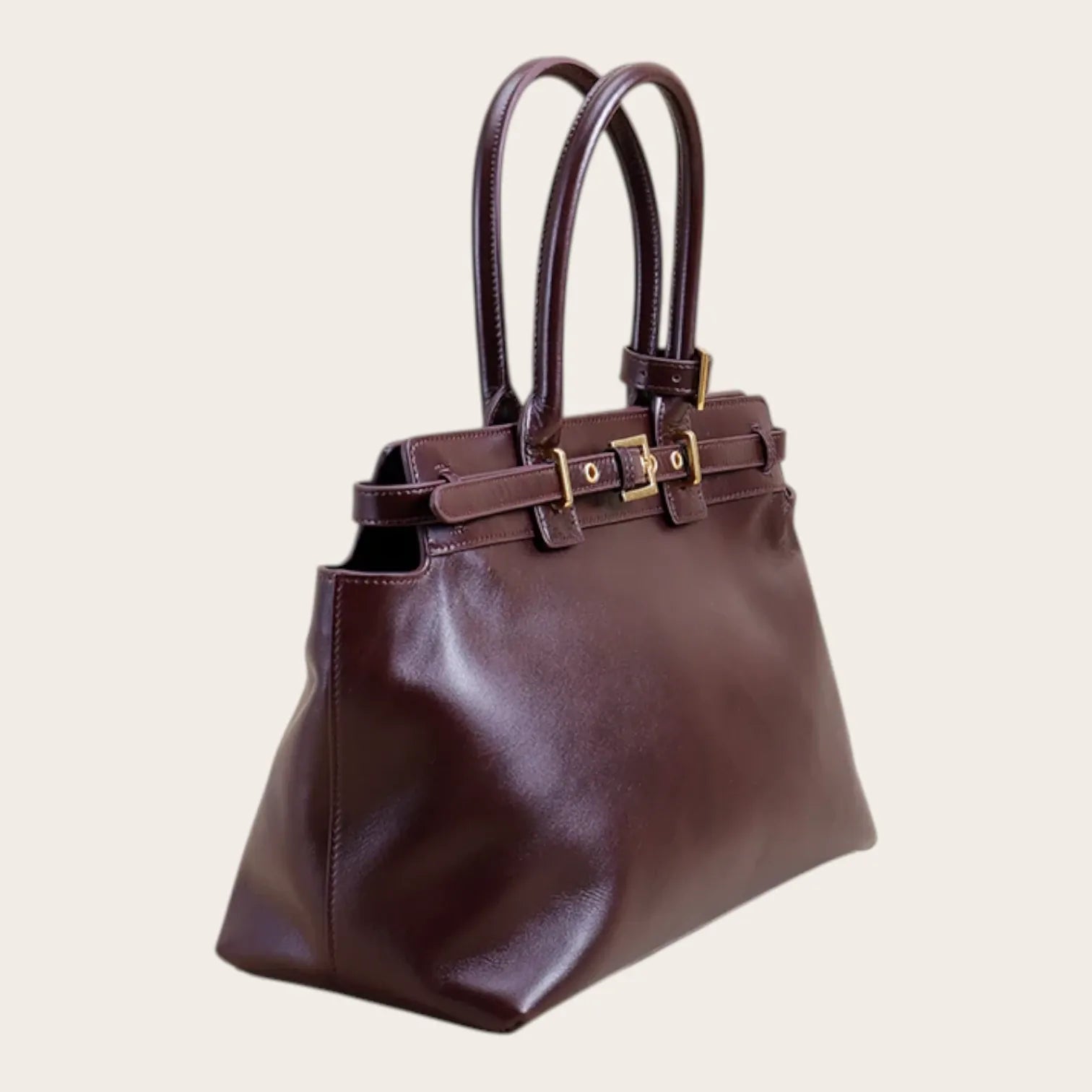 Sac à main cuir ceinture dorée Acajou