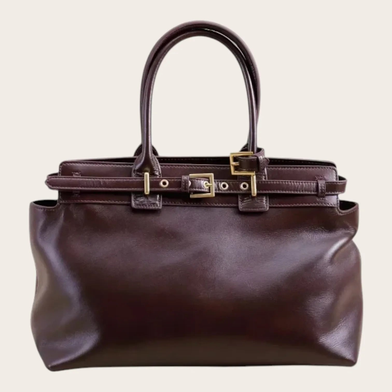 Sac à main cuir ceinture dorée Acajou