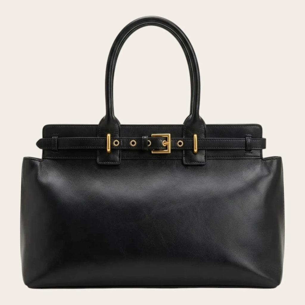 Sac à main cuir ceinture dorée Noir