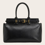 Sac à main cuir ceinture dorée Noir