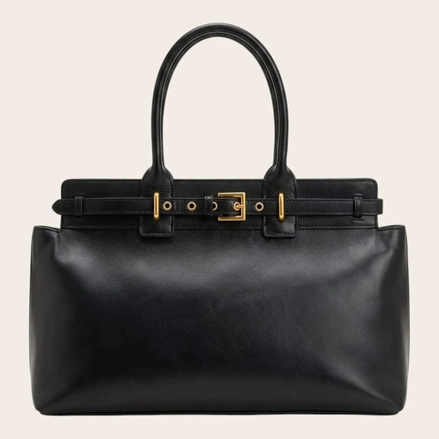 Sac à main cuir ceinture dorée Noir
