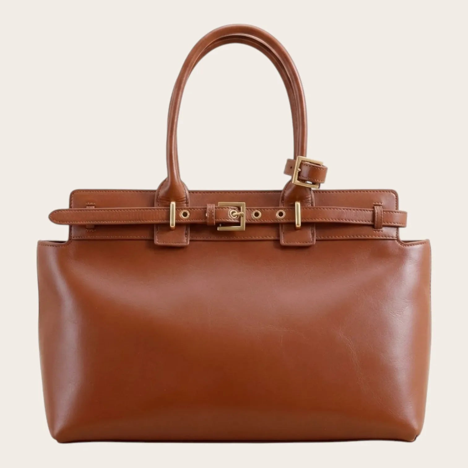 Sac à main cuir ceinture dorée Marron