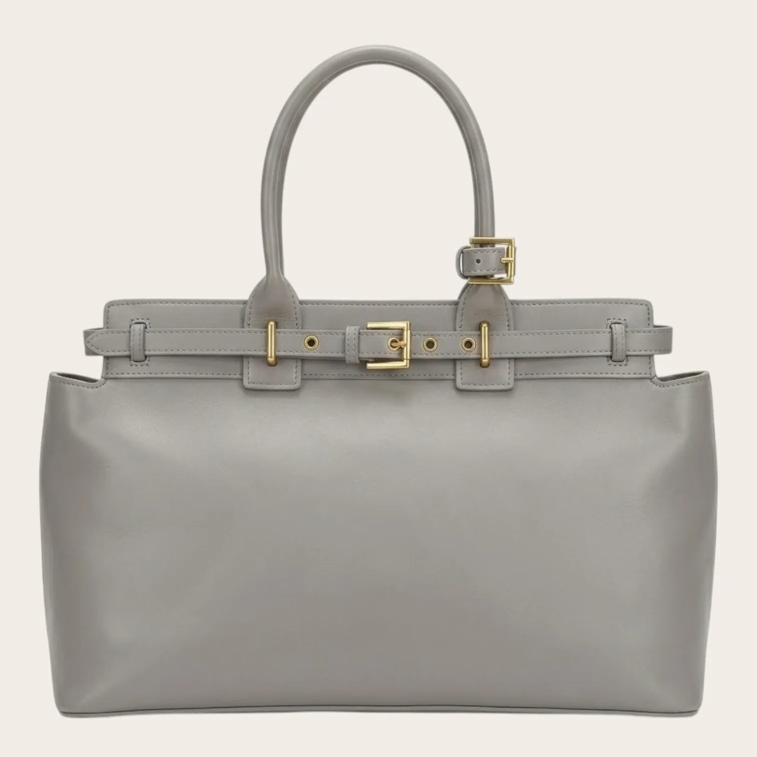 Sac à main cuir ceinture dorée Gris