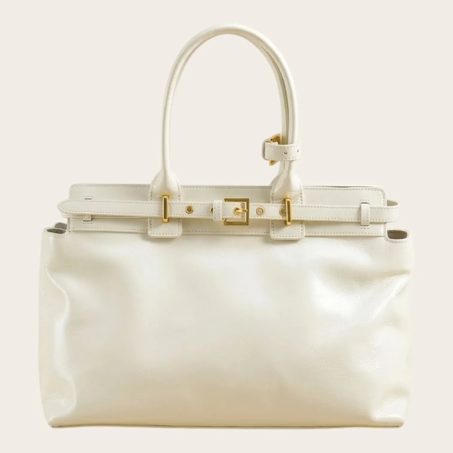 Sac à main cuir ceinture dorée Beige