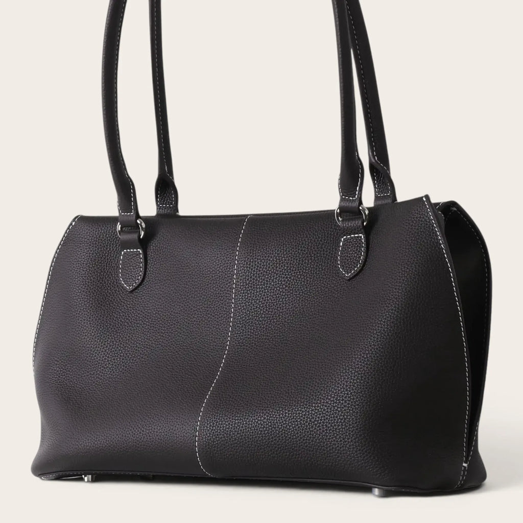Sac a main cuir grainé classique Café