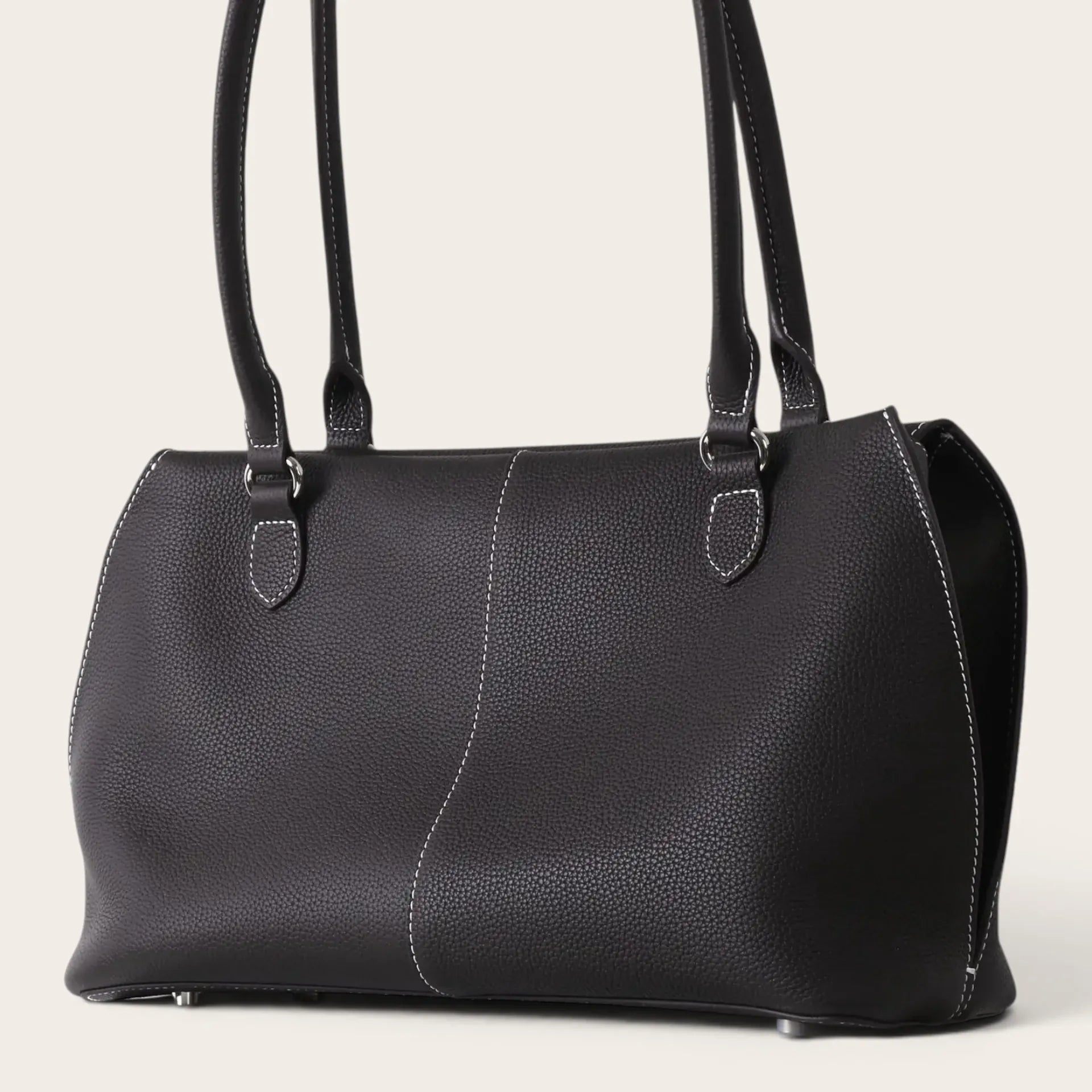 Sac a main cuir grainé classique Café