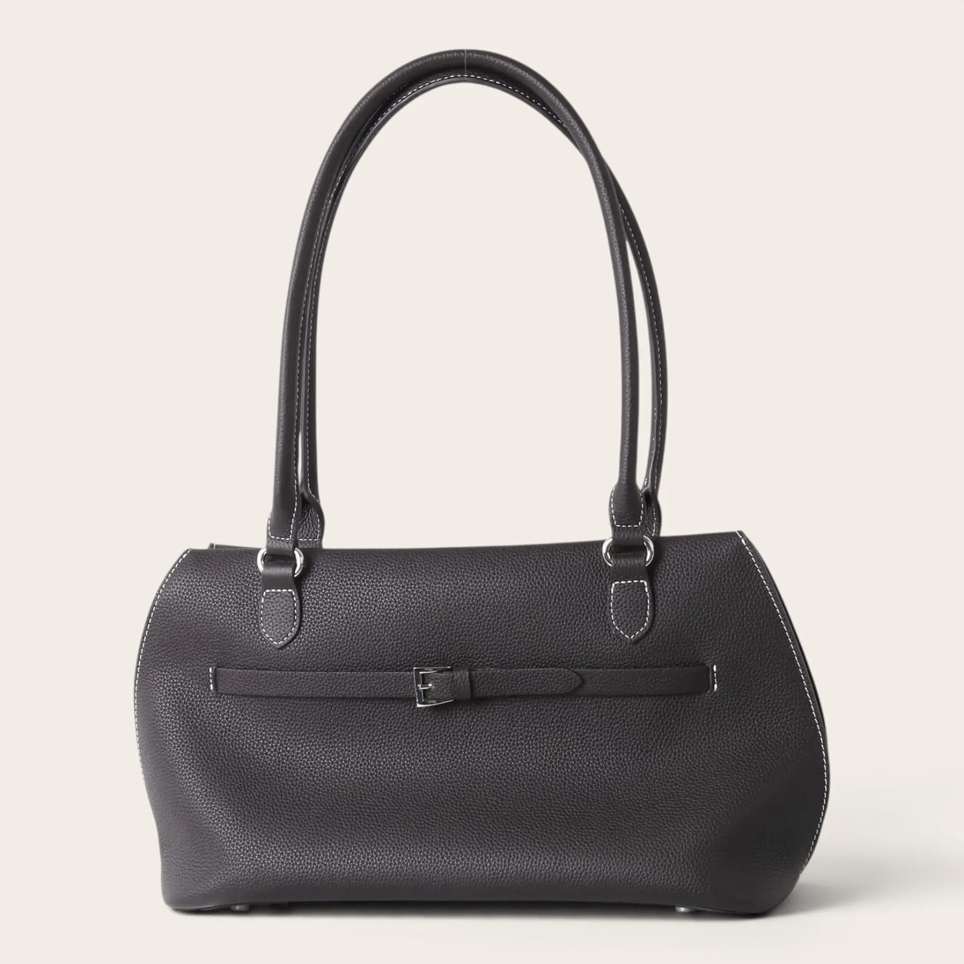 Sac a main cuir grainé classique Café