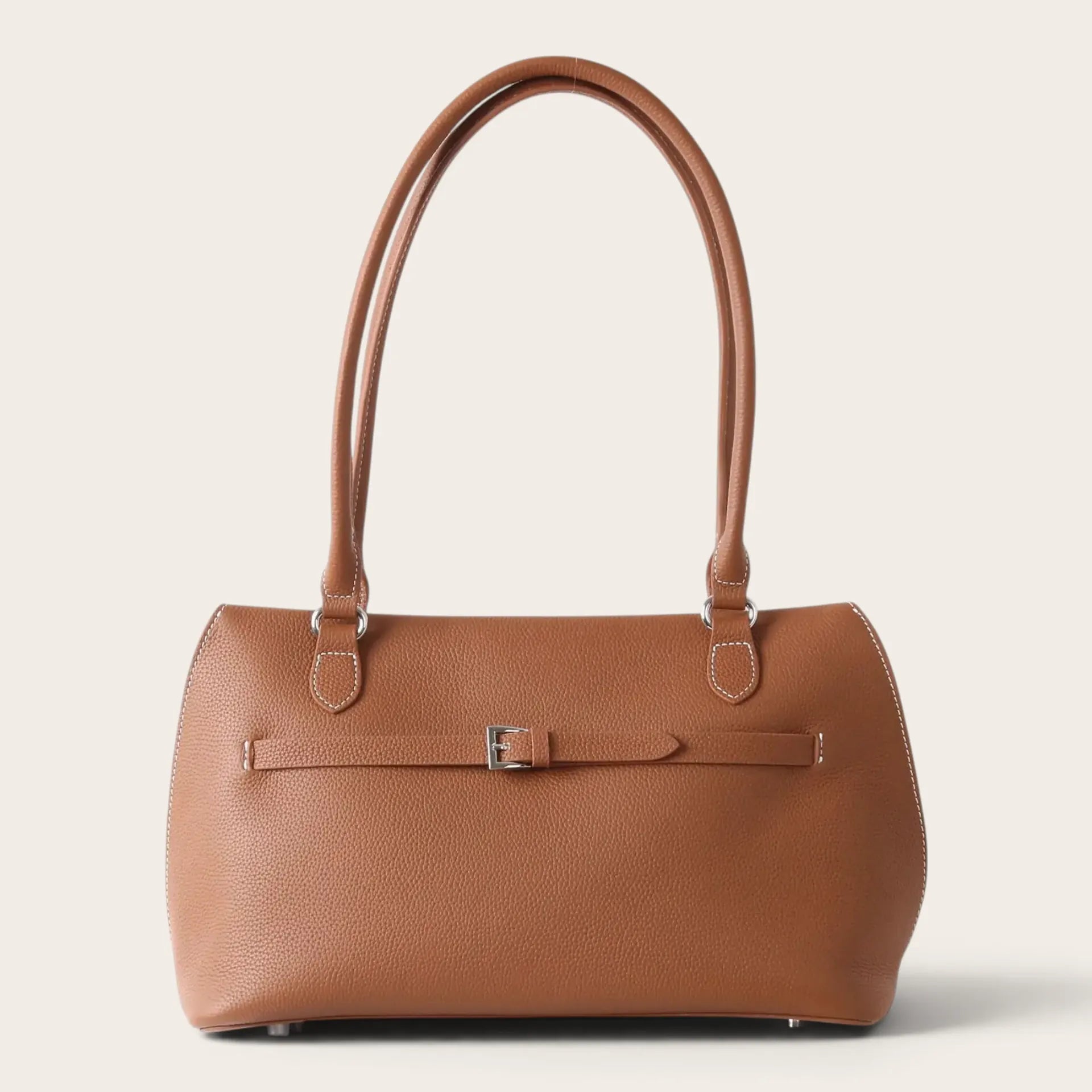 Sac a main cuir grainé classique Marron