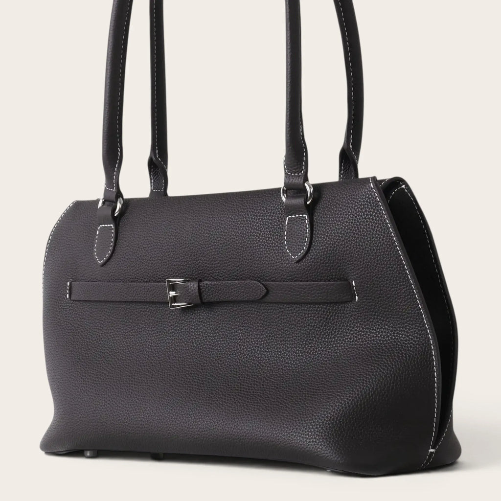 Sac a main cuir grainé classique Café