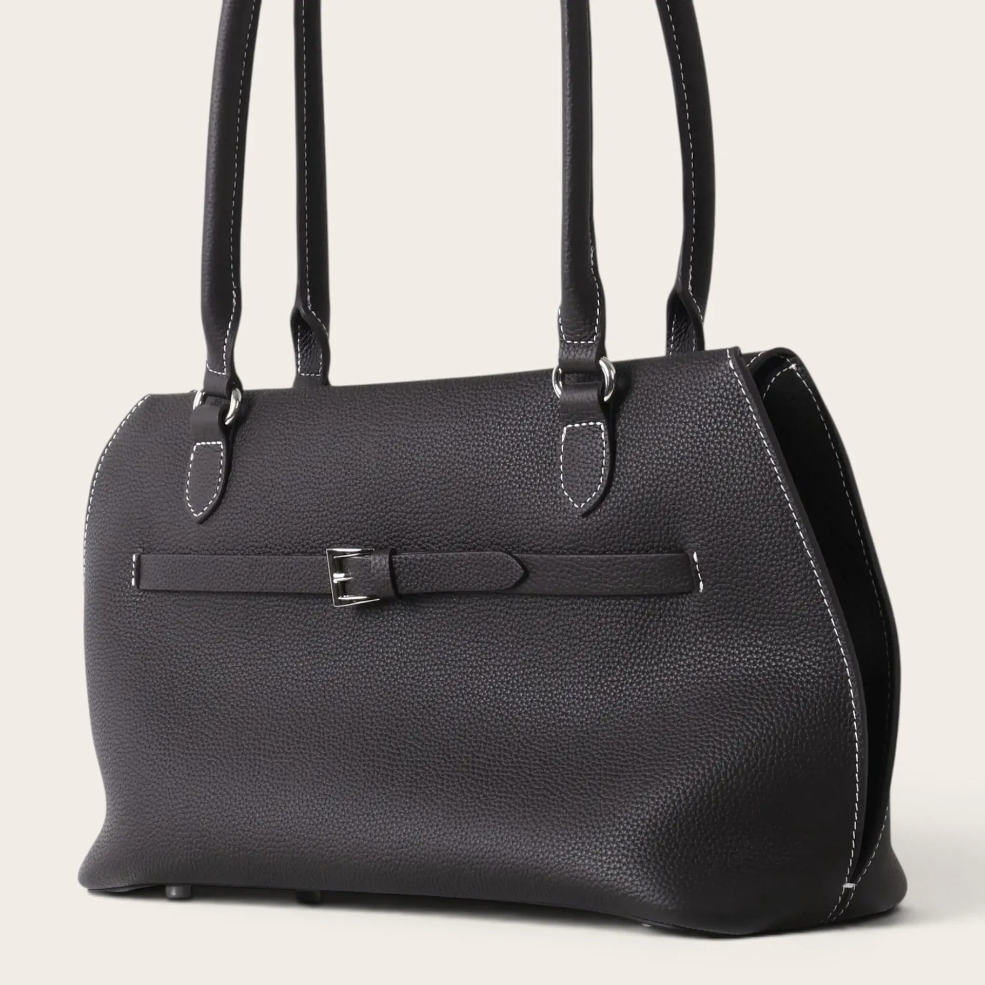 Sac a main cuir grainé classique Café