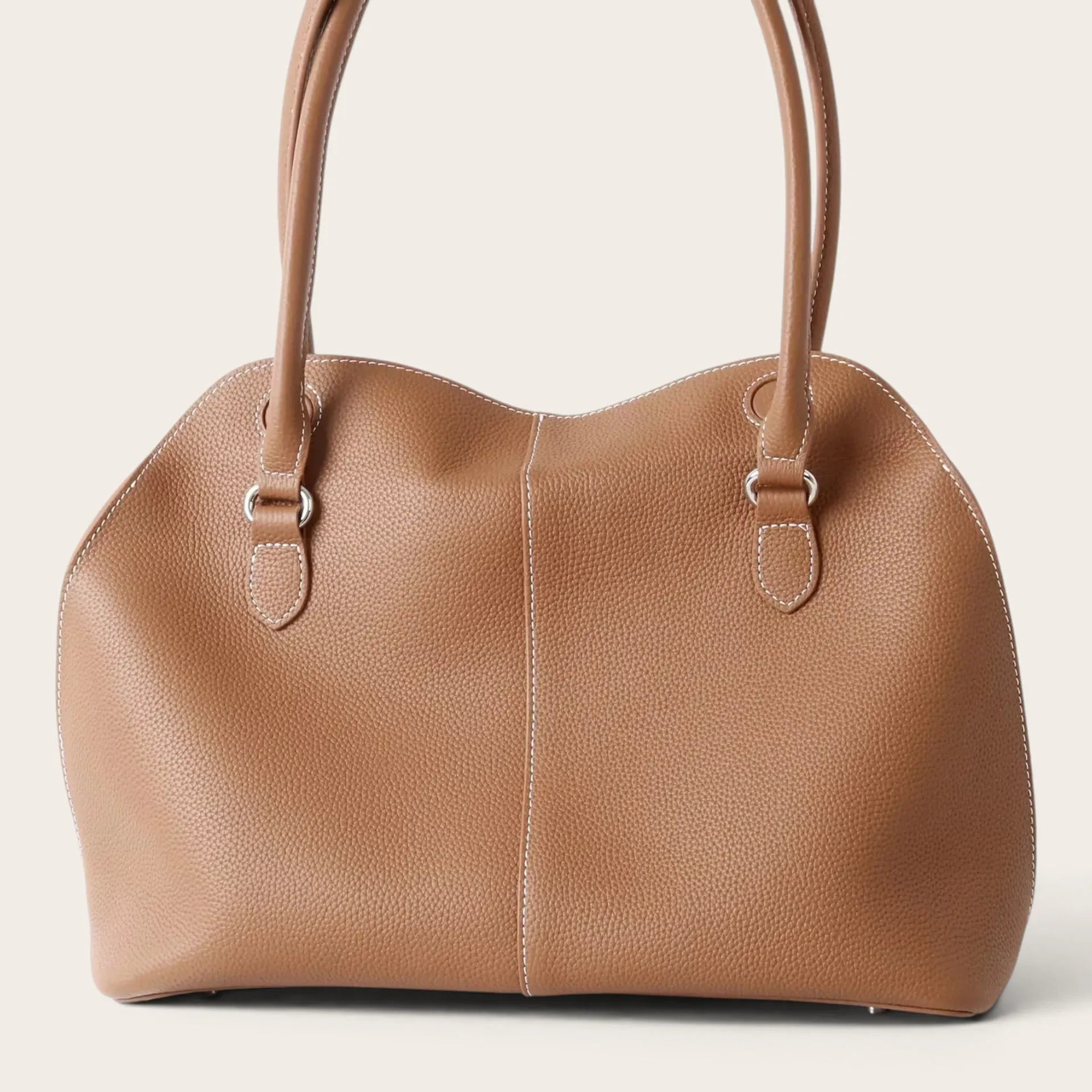 Sac a main cuir grainé classique Marron
