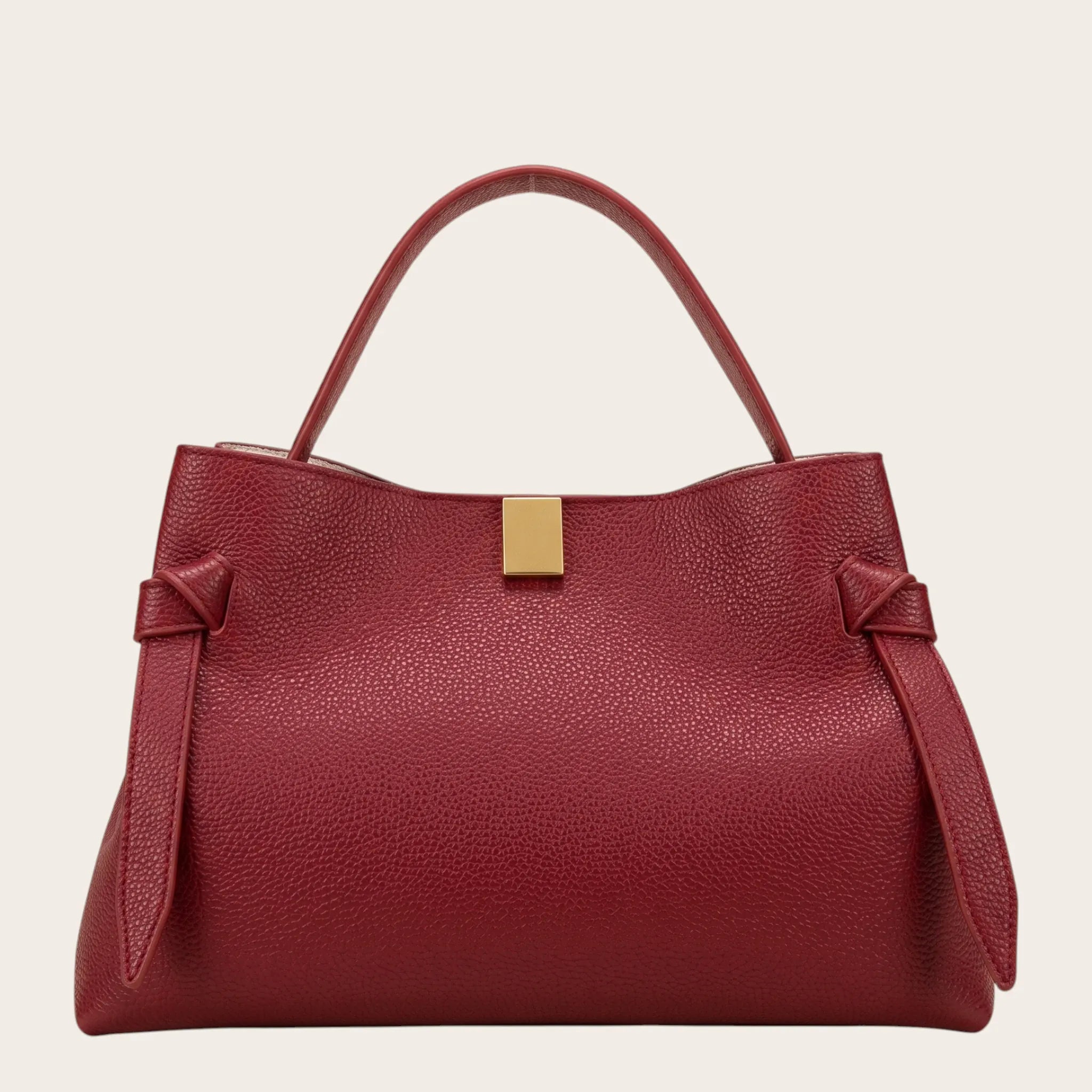 Sac à main cuir grainé nœuds