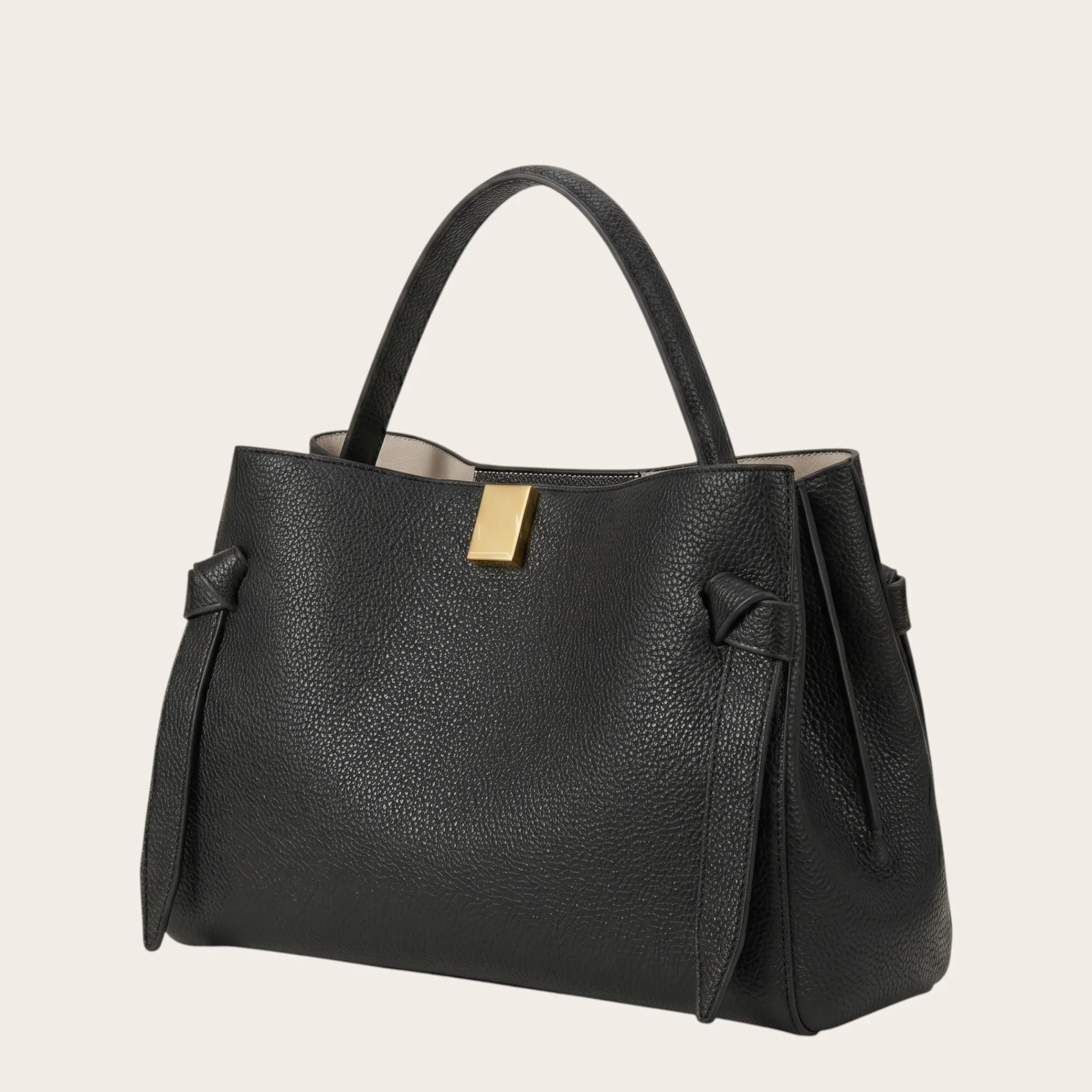 Sac à main cuir grainé nœuds