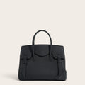 Sac à main cuir grainé rabat sellier Noir