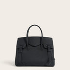 Sac à main cuir grainé rabat sellier Noir