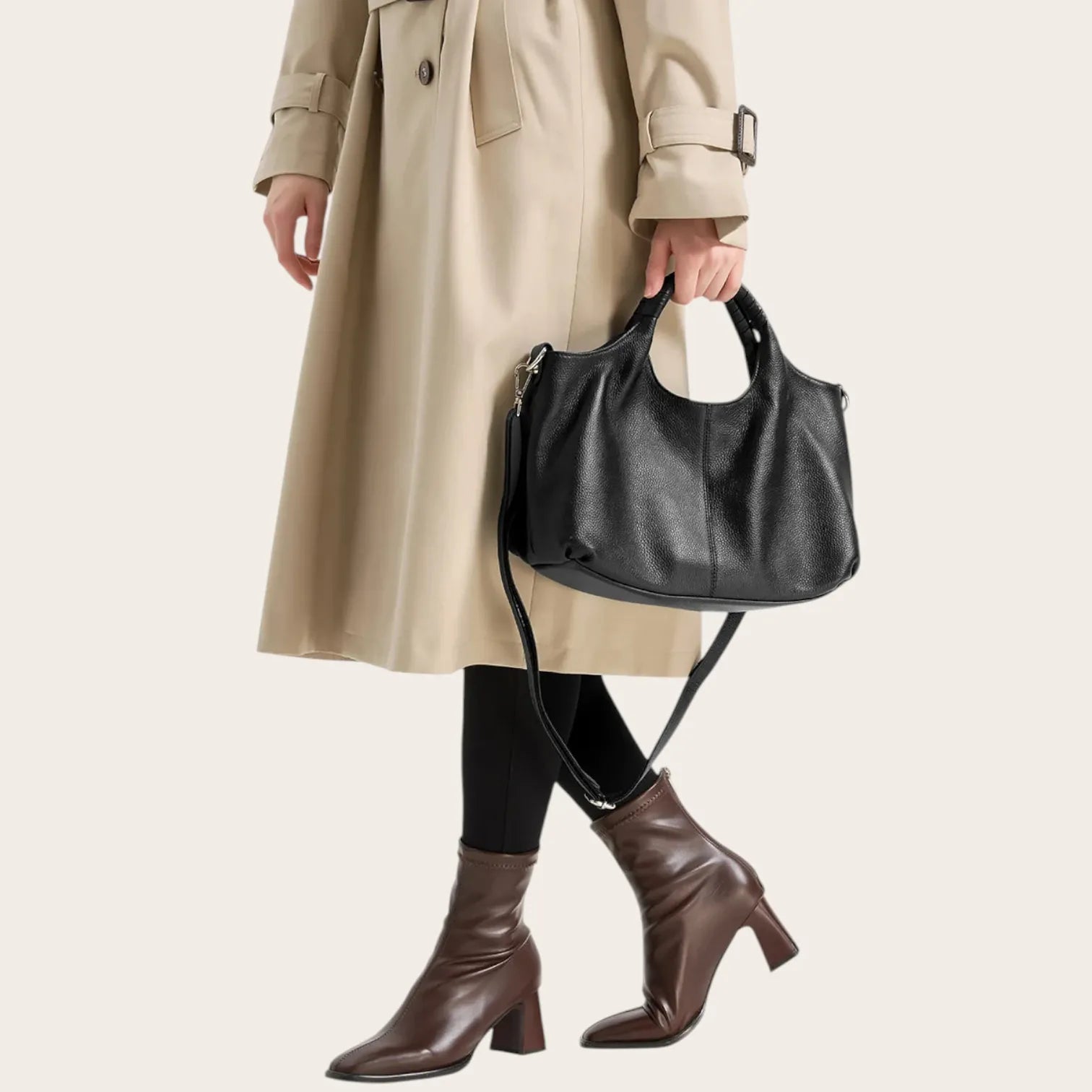 Sac a main design en cuir Noir