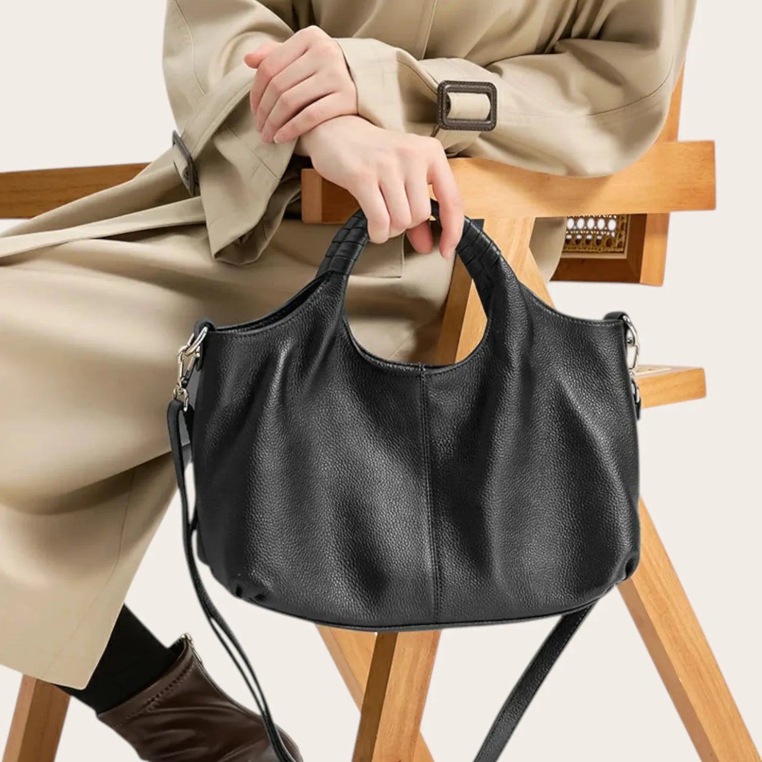 Sac a main design en cuir Noir