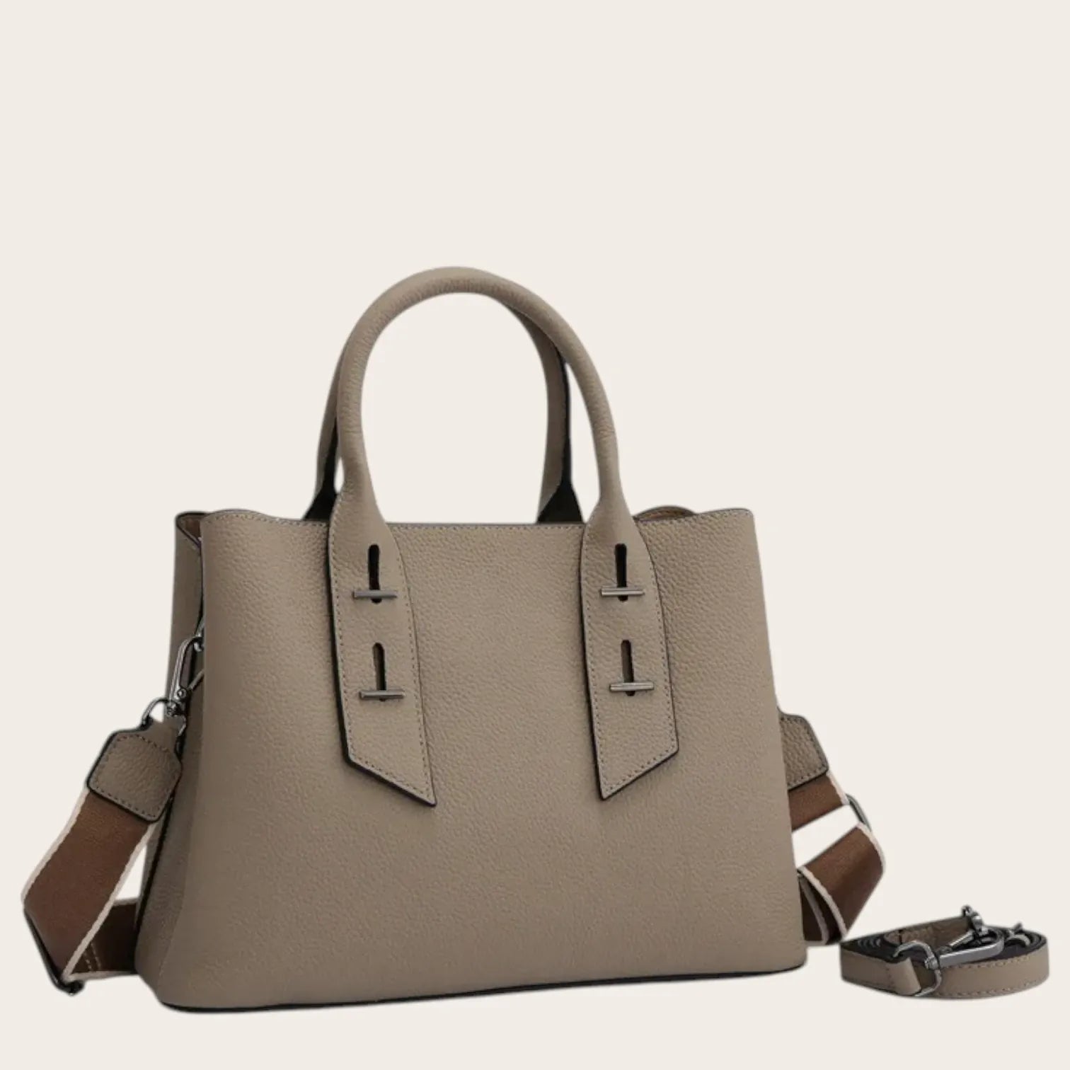 Sac a main en cuir grainé manchette Khaki