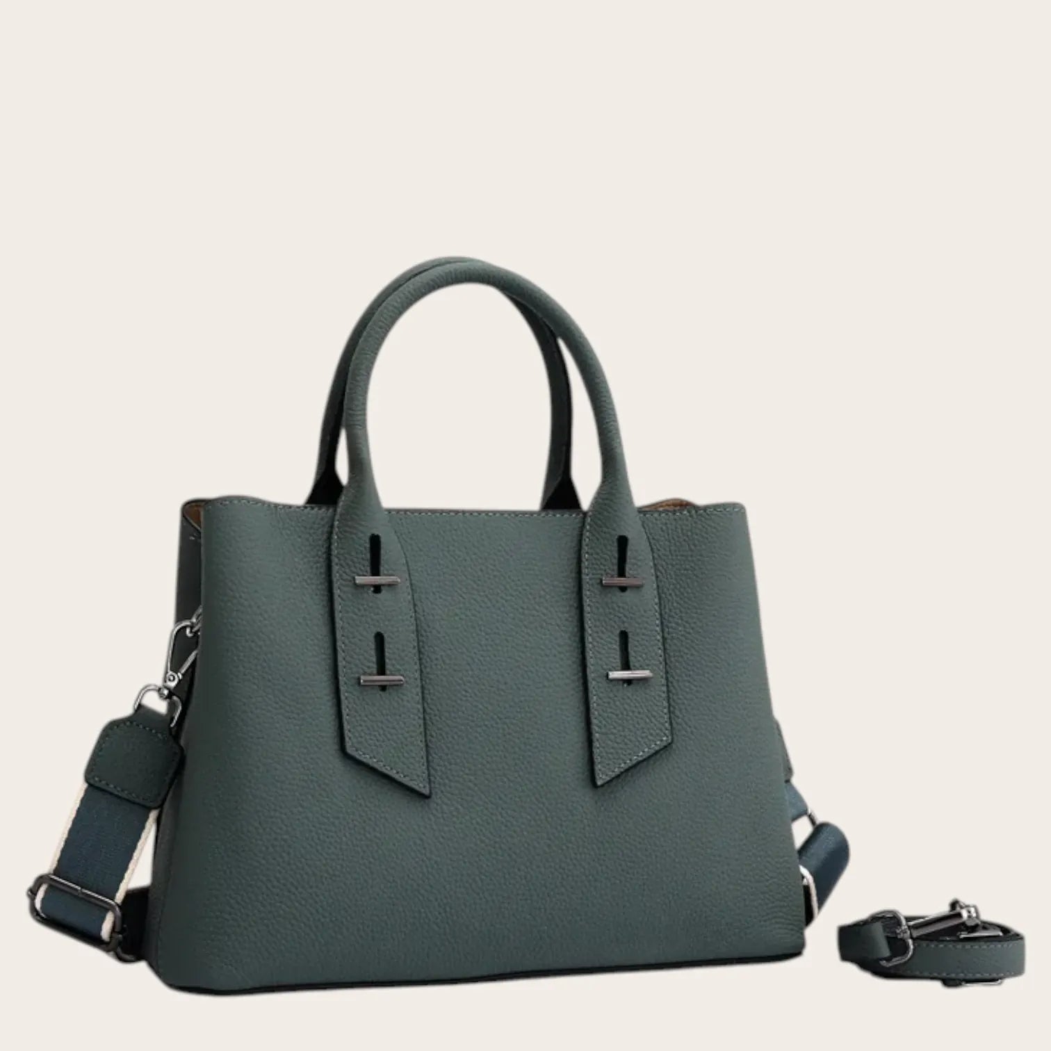 Sac a main en cuir grainé manchette Vert