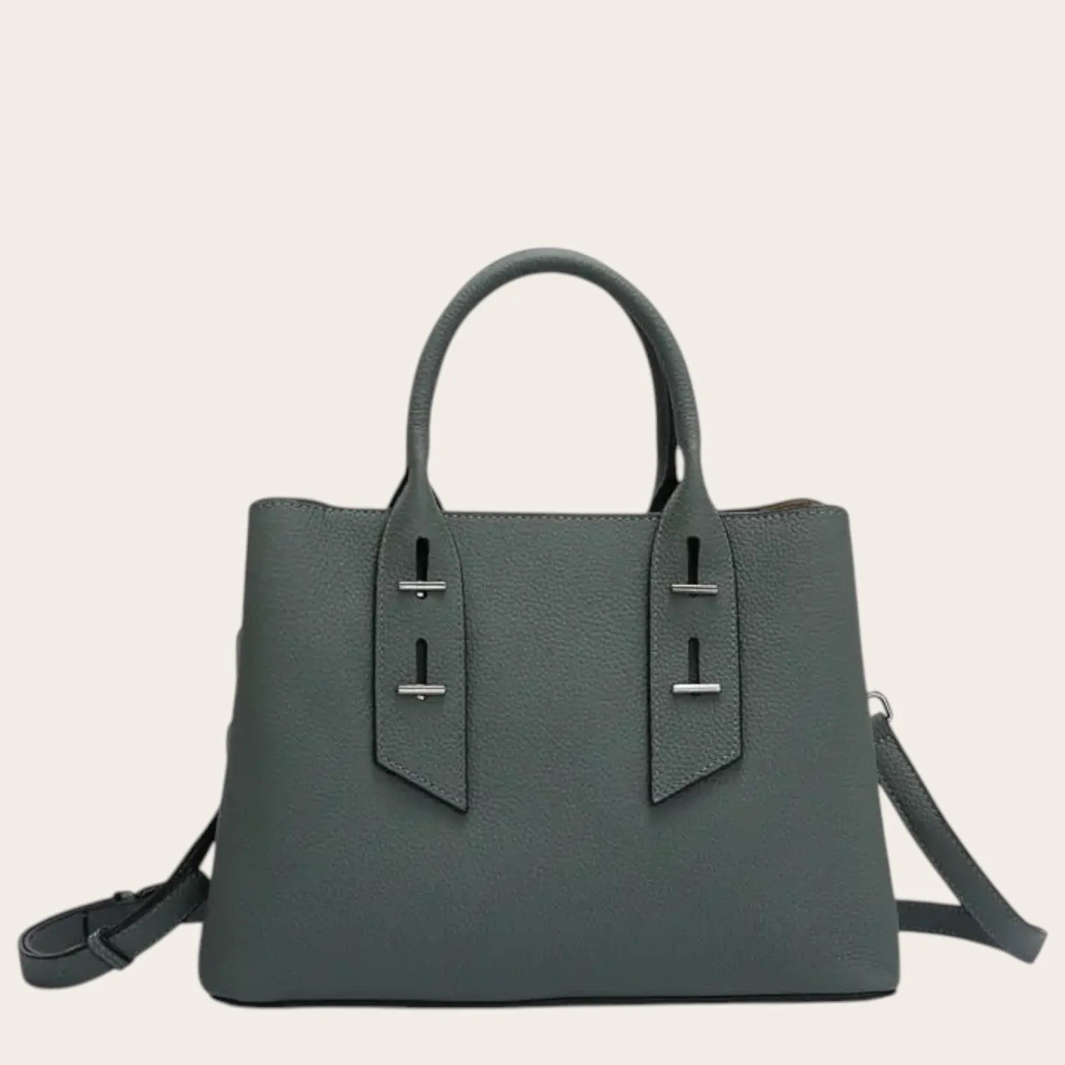 Sac a main en cuir grainé manchette Vert