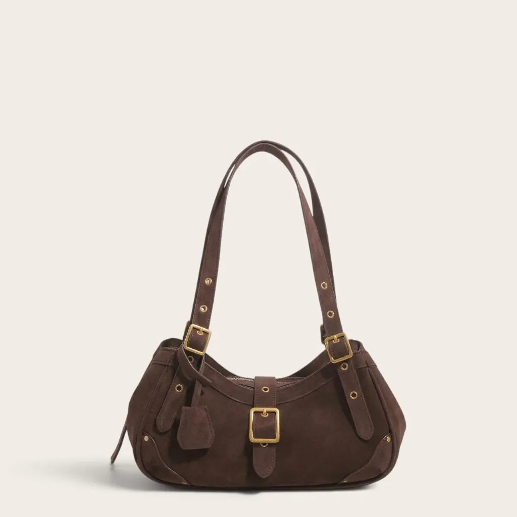 Sac a main en cuir zippé rétro Café