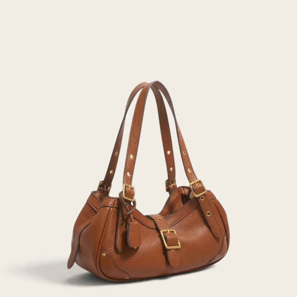 Sac a main en cuir zippé rétro Ambre