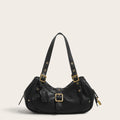 Sac a main en cuir zippé rétro Noir