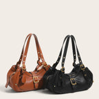 Sac a main en cuir zippé rétro Noir Ambre