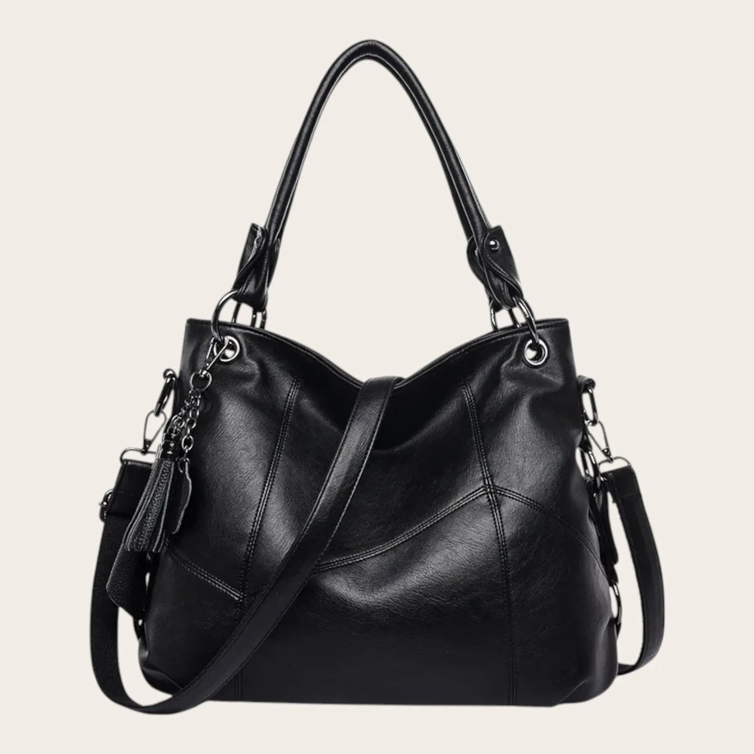 Sac a main patchwork cuir vegan Noir