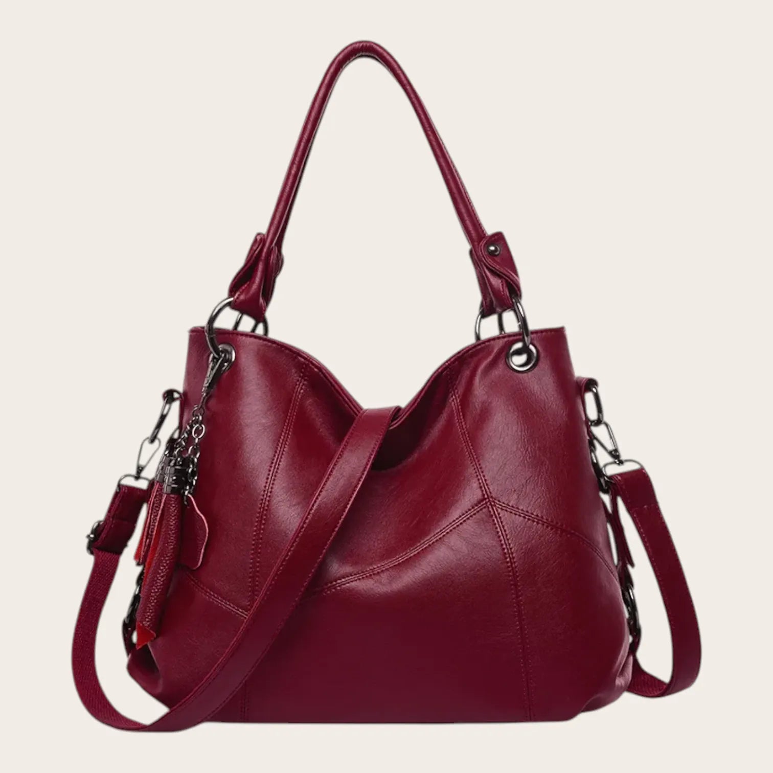 Sac a main patchwork cuir vegan Rouge