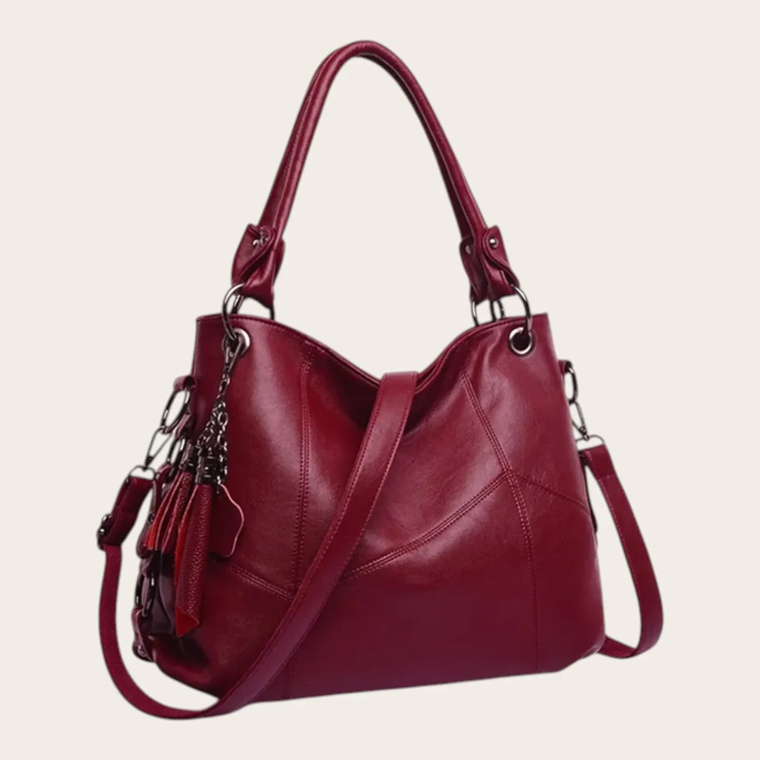 Sac a main patchwork cuir vegan Rouge