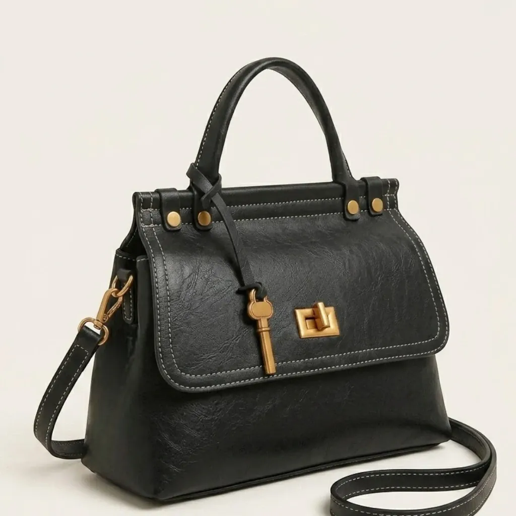 Sac a main verrou doré Noir