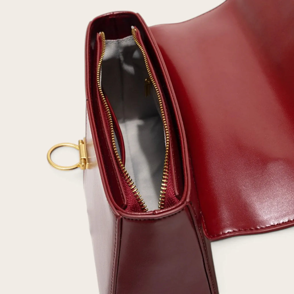 Sac à main vintage rouge en similicuir pour femme, vue 11 - Rouge
