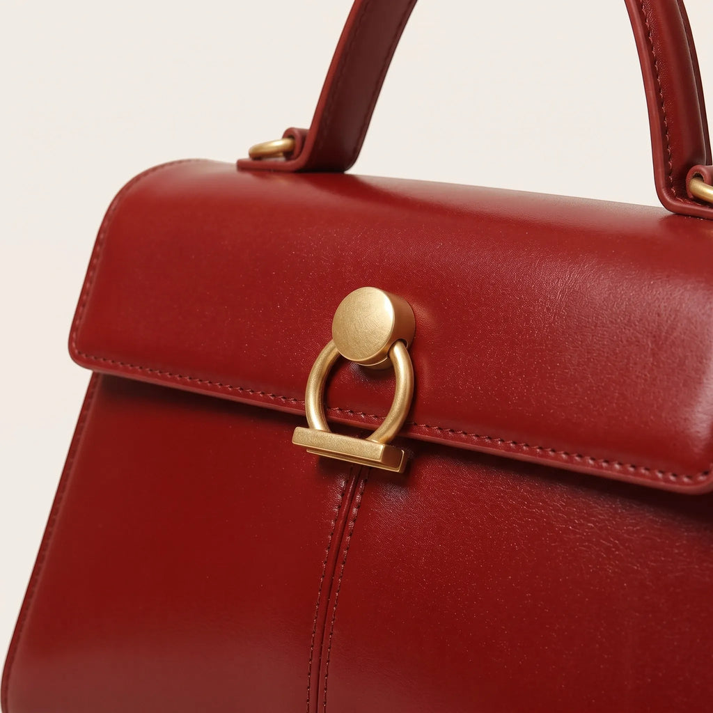 Sac à main vintage rouge en similicuir pour femme, vue 2 - Rouge