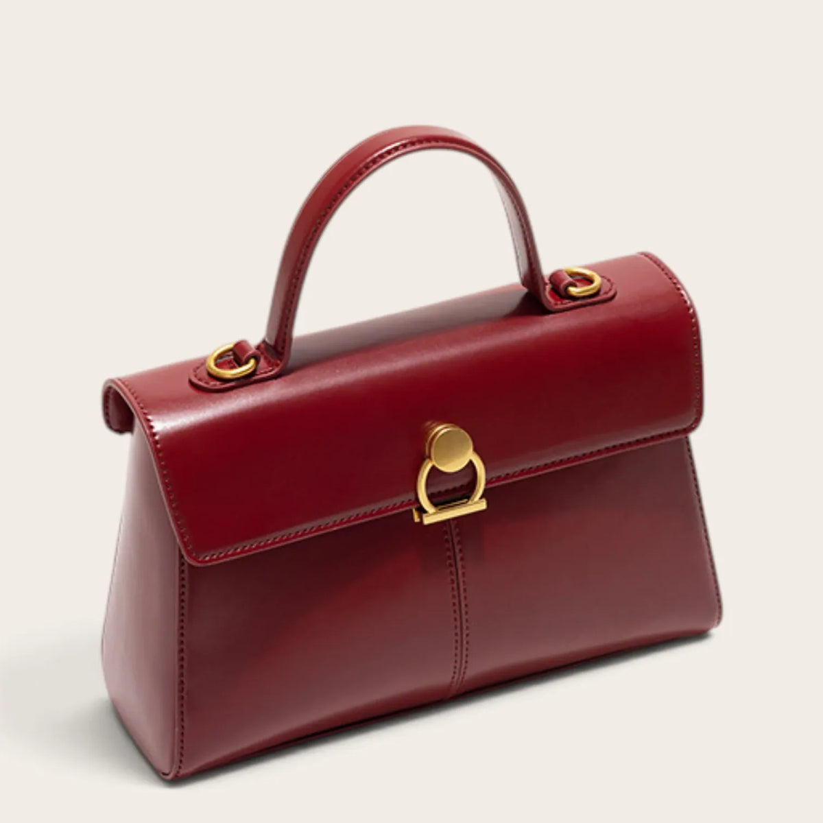 Sac à main vintage rouge en similicuir pour femme, vue 3 - Rouge