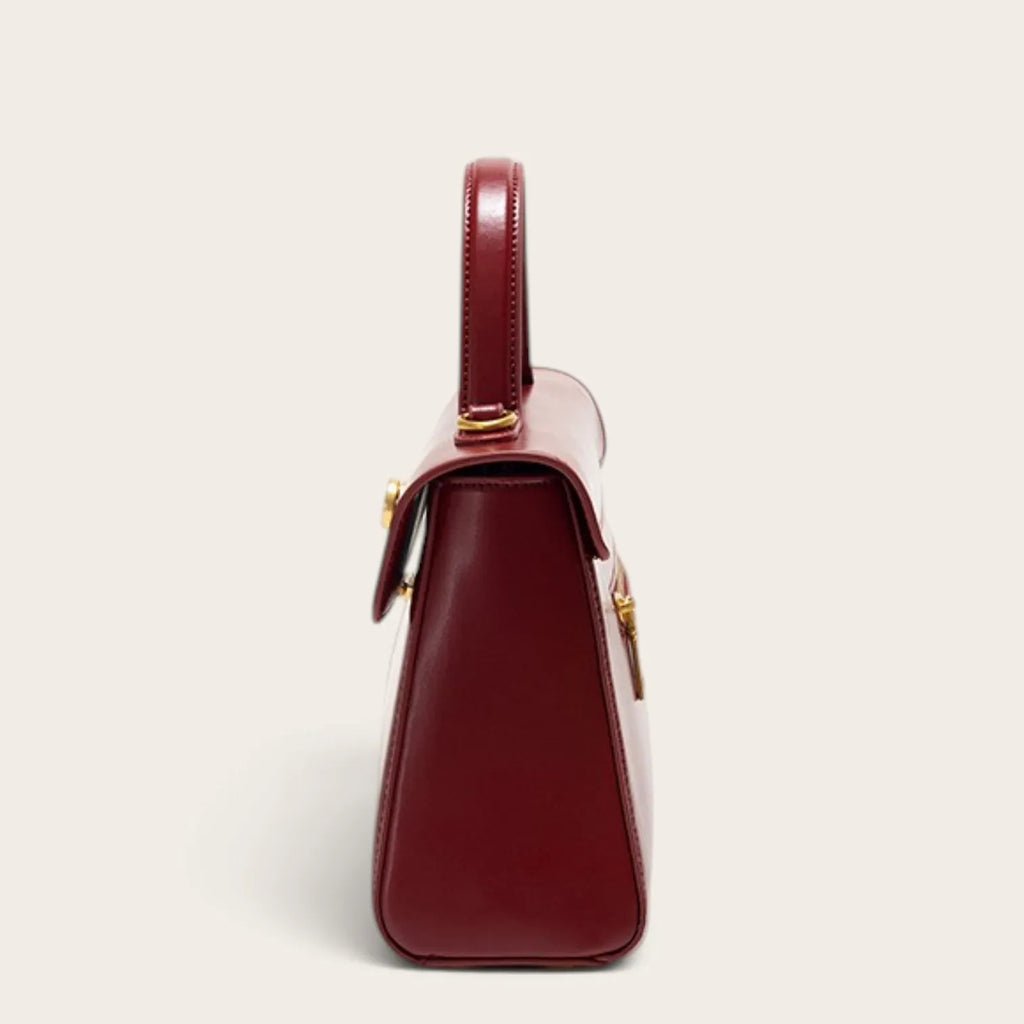 Sac à main vintage rouge en similicuir pour femme, vue 6 - Rouge