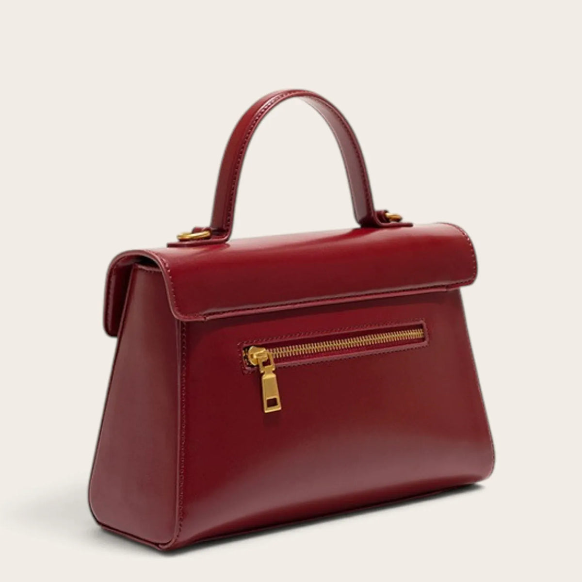 Sac à main vintage rouge en similicuir pour femme, vue 8 - Rouge