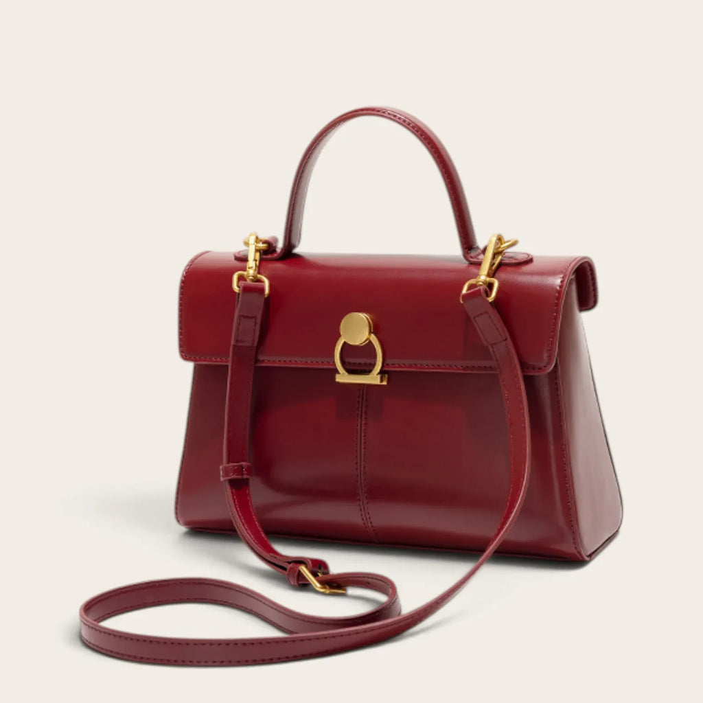 Sac à main vintage rouge en similicuir pour femme, vue 9 - Rouge