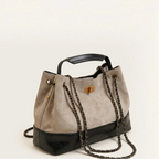 Sac à main vintage surpiqûres matelassées Beige