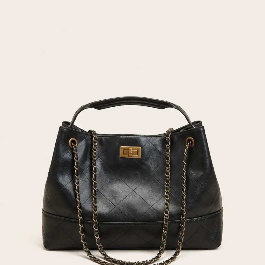 Sac à main vintage surpiqûres matelassées Noir