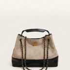 Sac à main vintage surpiqûres matelassées Beige