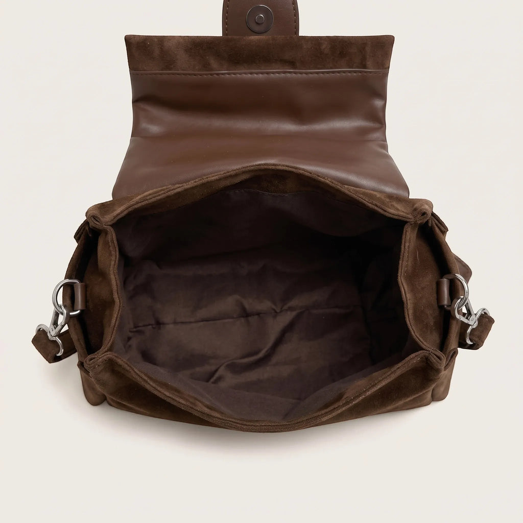 Sac baguette souple en suédine pour femme, vue 4 - Marron