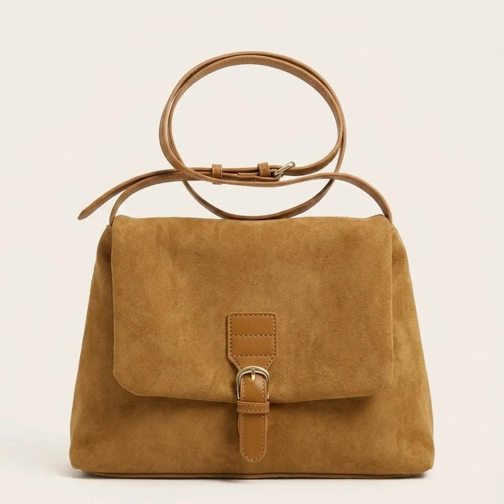 Sac bandoulière à rabat suédine Marron