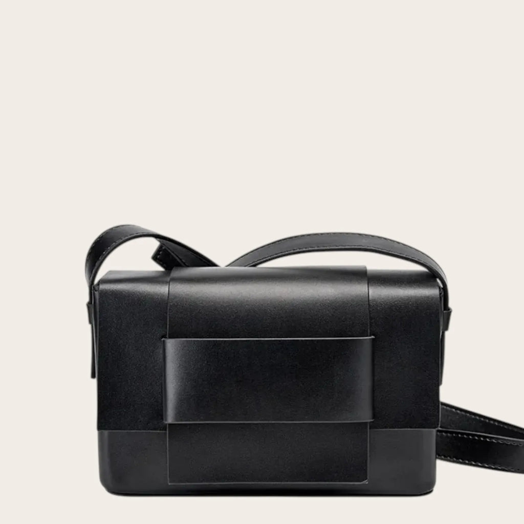 Sac bandoulière cuir tressé Noir