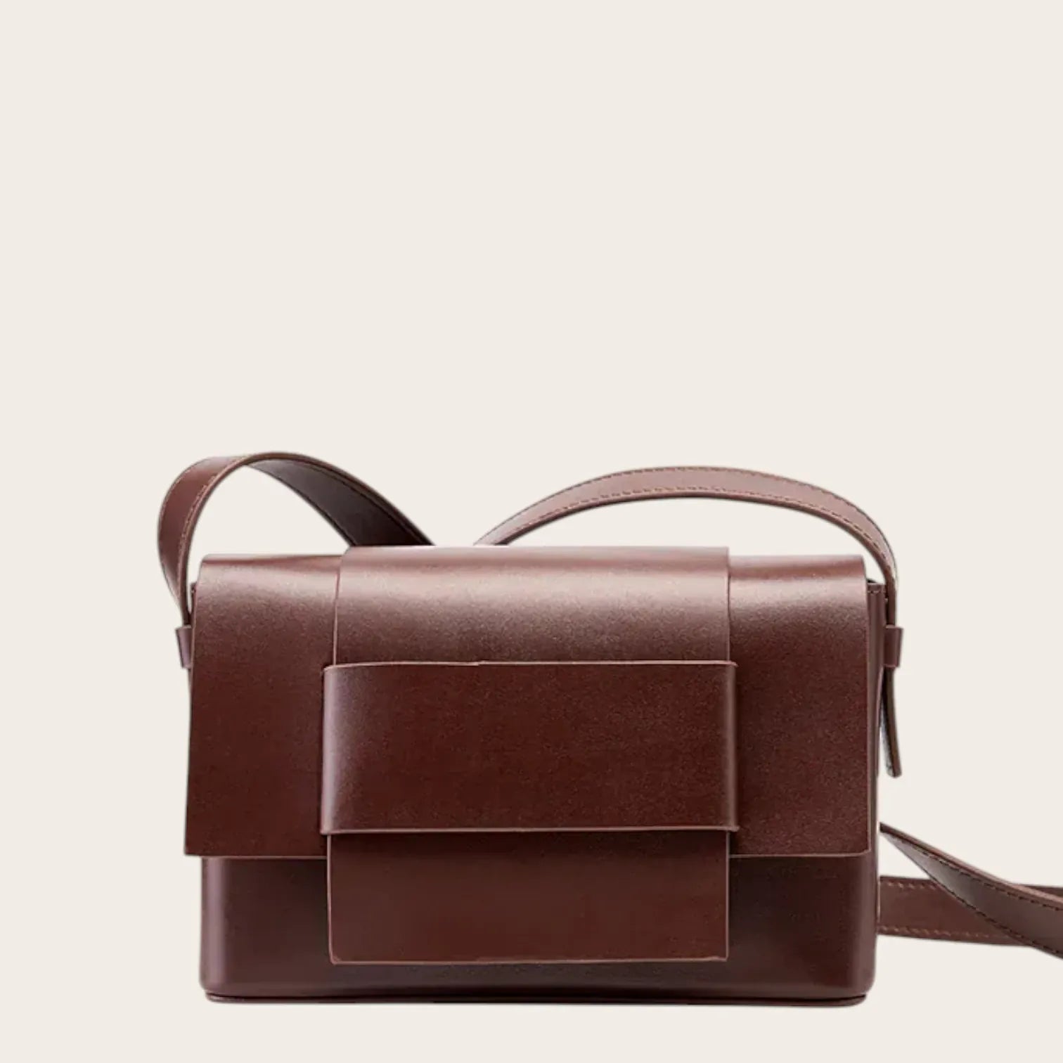Sac bandoulière cuir tressé Marron