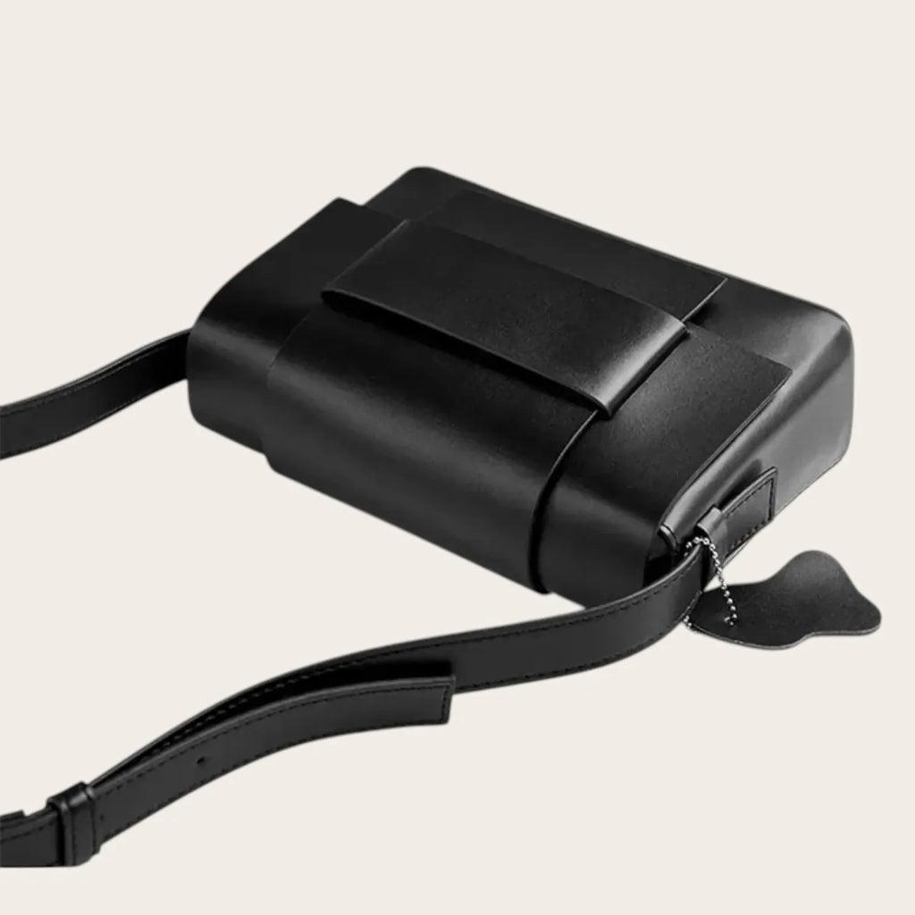 Sac bandoulière cuir tressé Noir