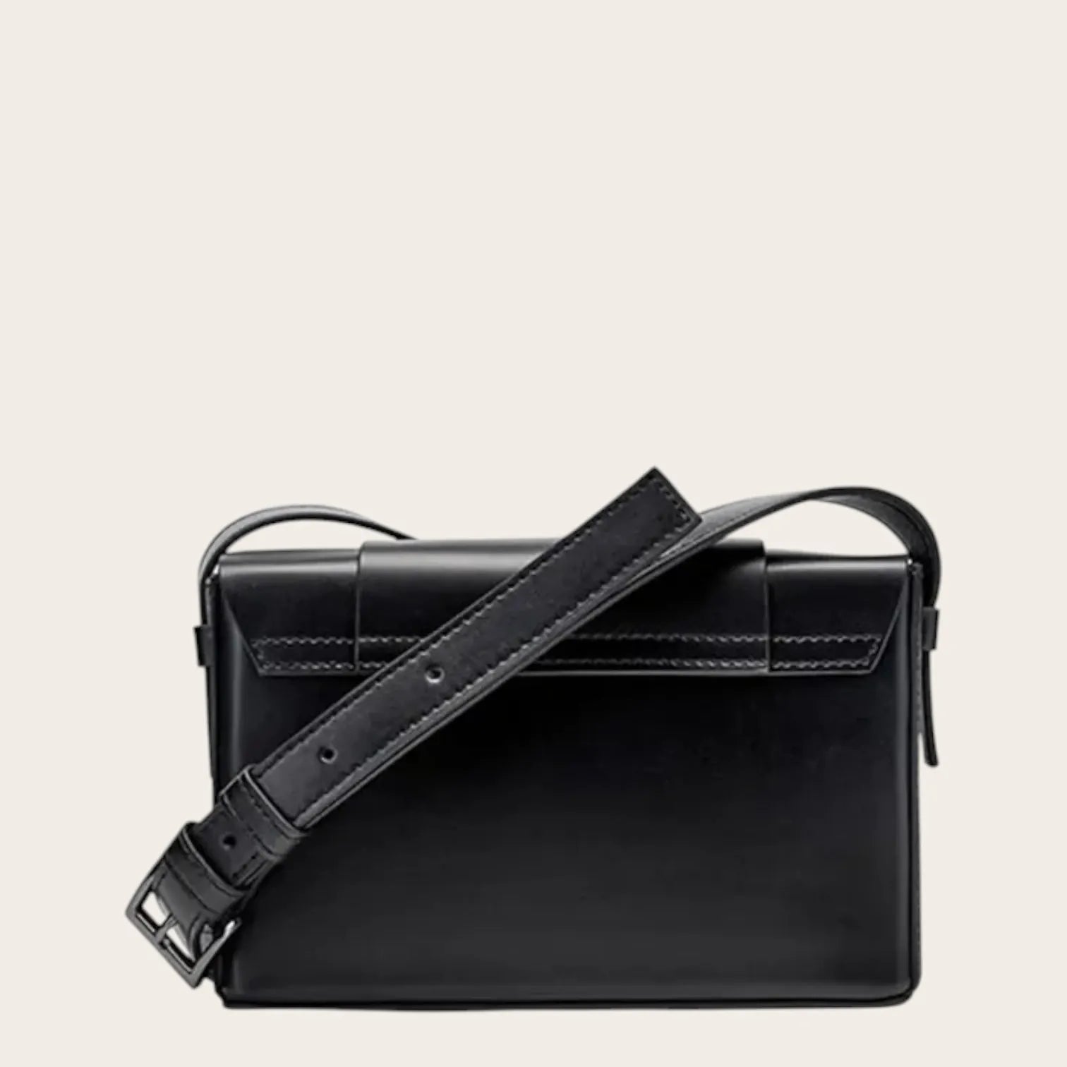Sac bandoulière cuir tressé Noir
