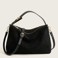 Sac bandoulière daim vegan zip doré